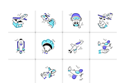 Animated Aircraft Doodle Set, a Duotone Icon by Vectors Market (Thumbnail 6 of 9)