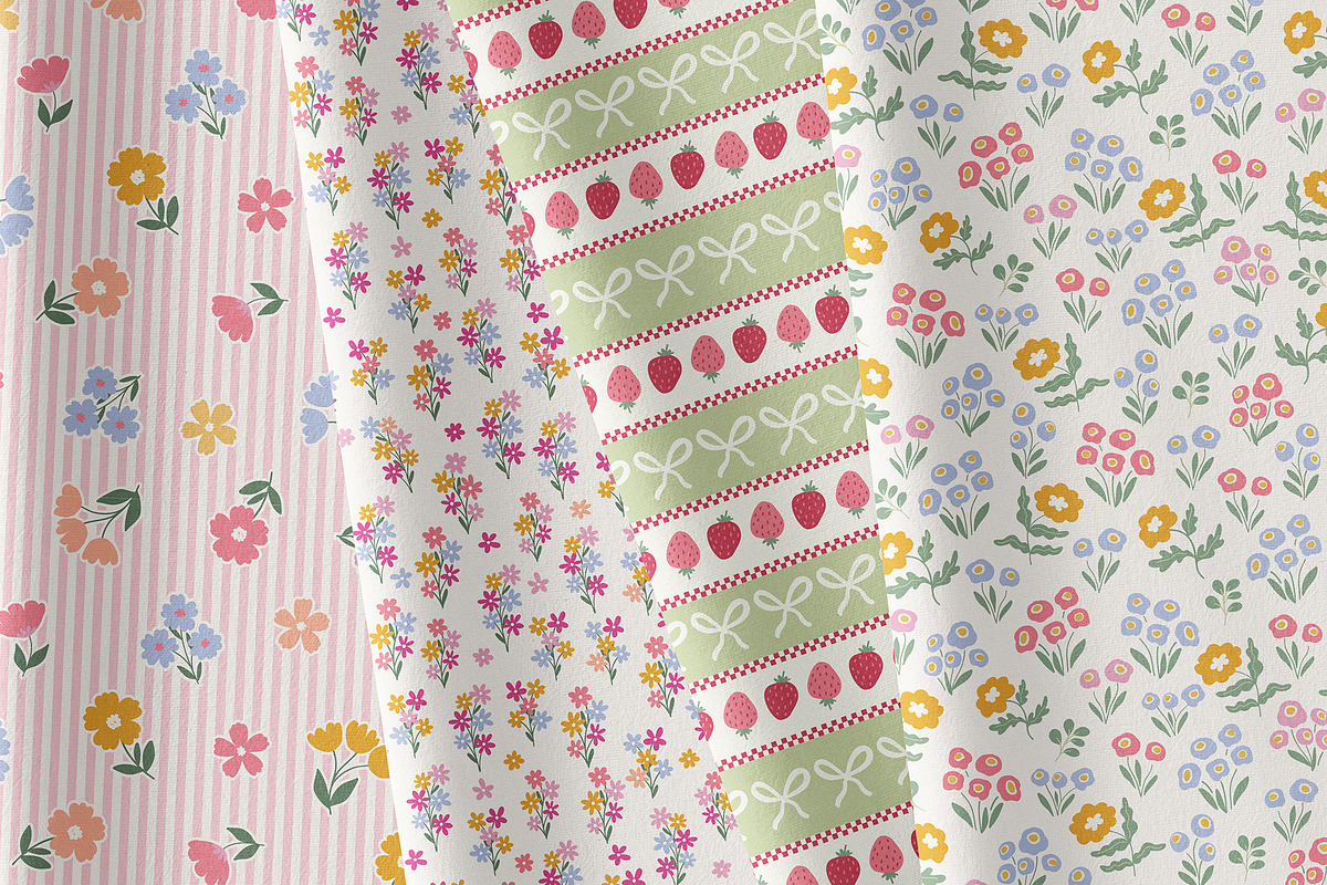 Florals & Stripes Vintage Patterns, a Pattern Graphic by Cozy pattern shop (Photo 7 of 11)