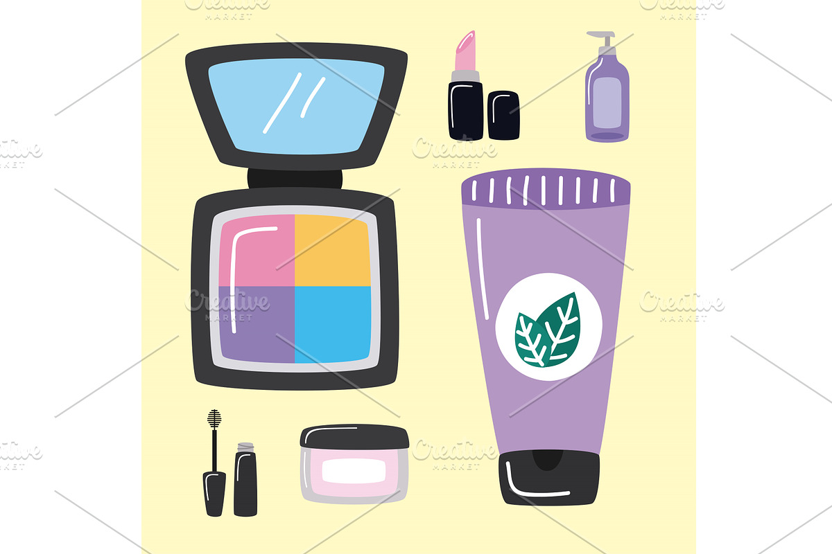 beauty salon six icons, an Object Illustration by studiogstock