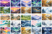 Watercolor Nature Landscape Bundle, a Wallpaper Graphic by Forhadx5 (Thumbnail 5 of 12)