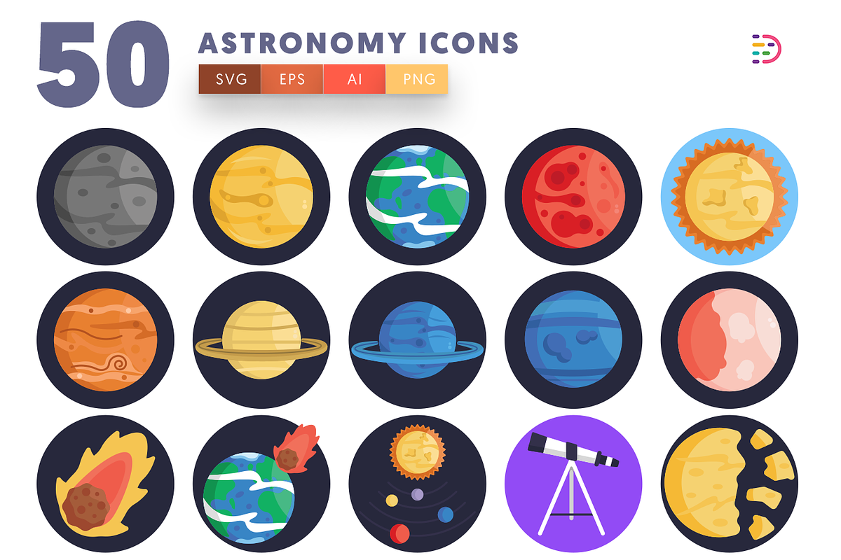 50 Astronomy Icons, an Icon by Dighital (Photo 1 of 10)