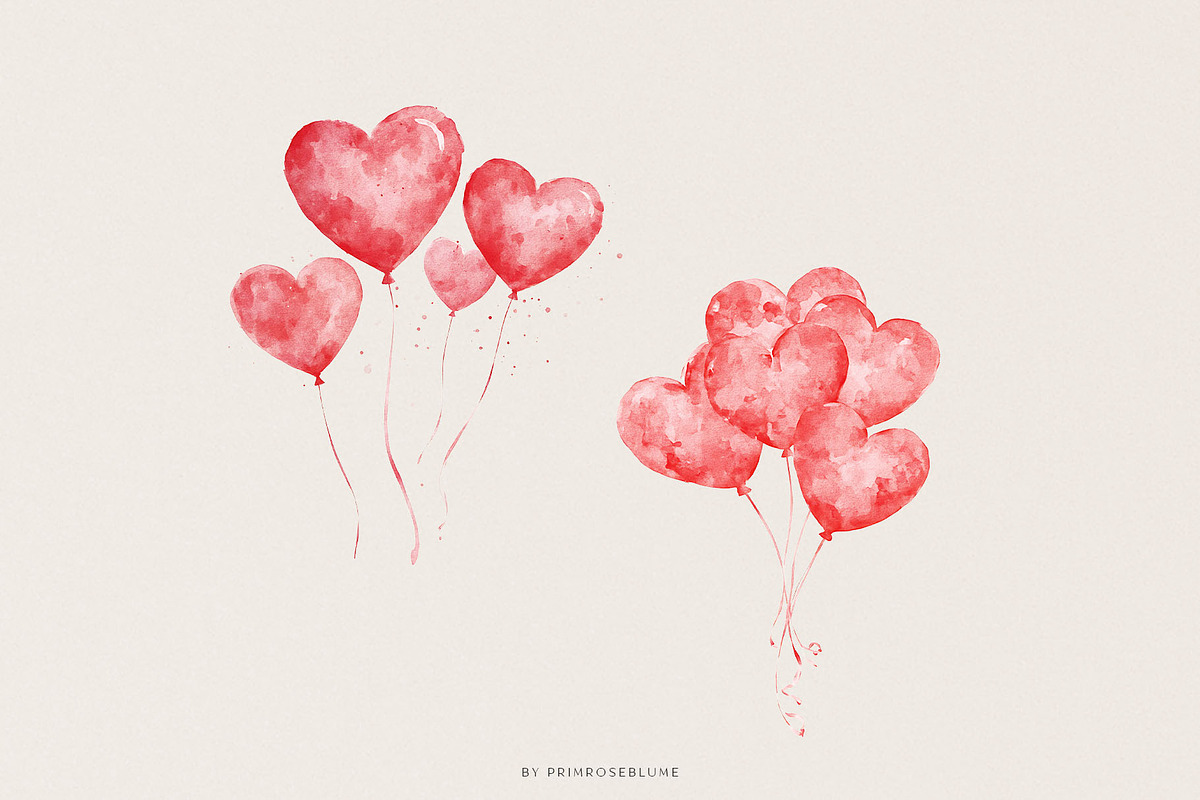 Watercolor Valentine's Day Clipart, a Decorative Illustration by Primrose Blume (Photo 5 of 7)