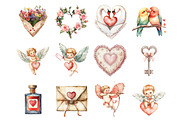 Vintage Cute Valentine's Day Clipart, an Illustration by Design Market (Thumbnail 2 of 3)