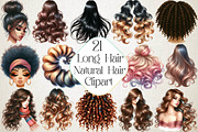 Hair Clipart, Long Hair, Natural, an Illustration by DreamPrint404 (Thumbnail 1 of 3)
