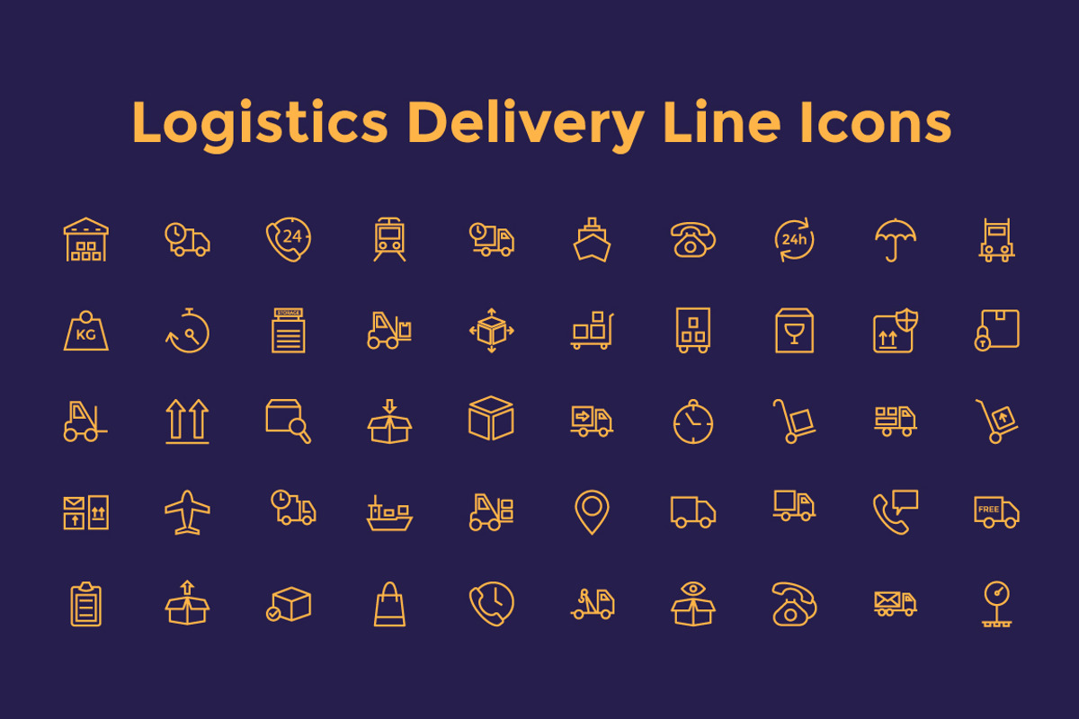 Logistics Delivery Line Icons, an Outline Icon by Creative Stall