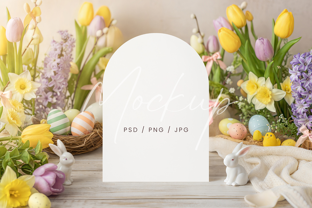 Easter Arch Invitation Card Mockup, a Product Mockup by TatiMockup (Photo 1 of 5)