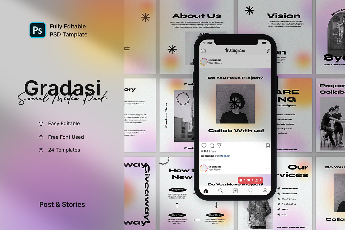 Gradasi - Design Social Media Pack, a Social Media Template by Neetlabs ...