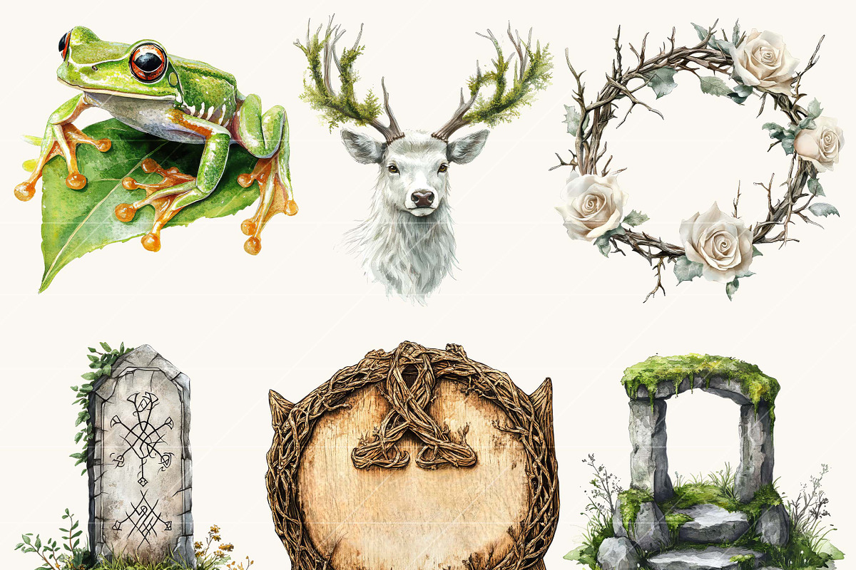 Watercolor Thorn wood Clipart Bundle, a Decorative Illustration by BusyDaydesign (Photo 8 of 9)