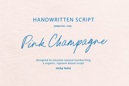 Pink Champagne Script, a Handwritten Font by Nicky Laatz