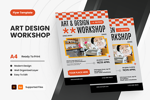 Grey Art & Design Workshop Flyer, a Flyer Template by SquidPixey