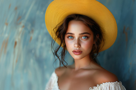 A high fashion portrait showcasing a stylish woman in a vibrant, a Beauty & Fashion Photo by AS photostudio