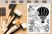 Stencil Hot air balloon Steampunk, a Technology Illustration by MARYCRAFTIRIA (Thumbnail 2 of 3)
