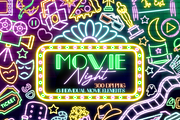 Neon Cinema Movie Night Clipart PNG, a Technology Illustration by Lenninator Digital (Thumbnail 1 of 6)