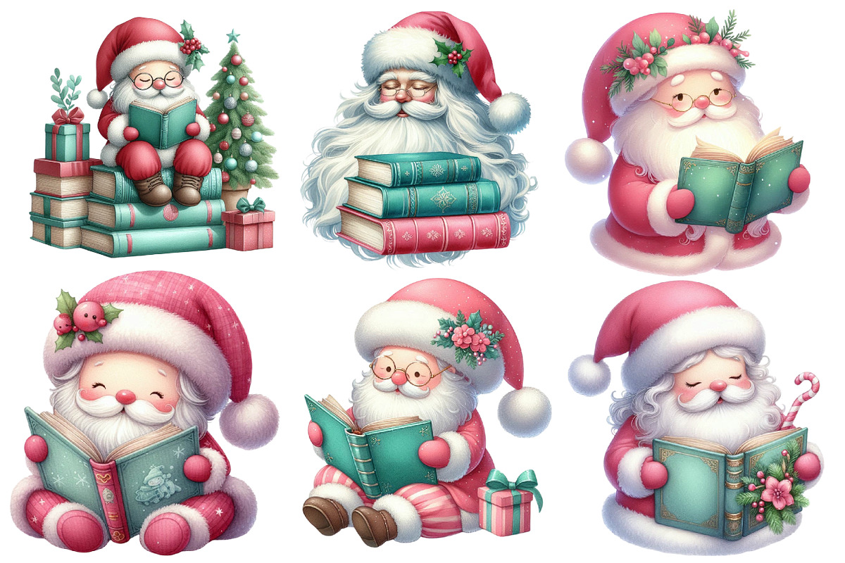 Santa Love Reading Clipart, an Illustration by Designworld (Photo 4 of 6)