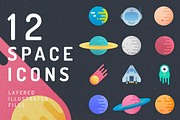 12 Vibrant Space Icons, an Outline Icon by Milktoast (Thumbnail 1 of 12)