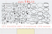 101 doodles clipart + 3 copybook JPG, an Education Illustration by Hello Talii (Thumbnail 1 of 4)