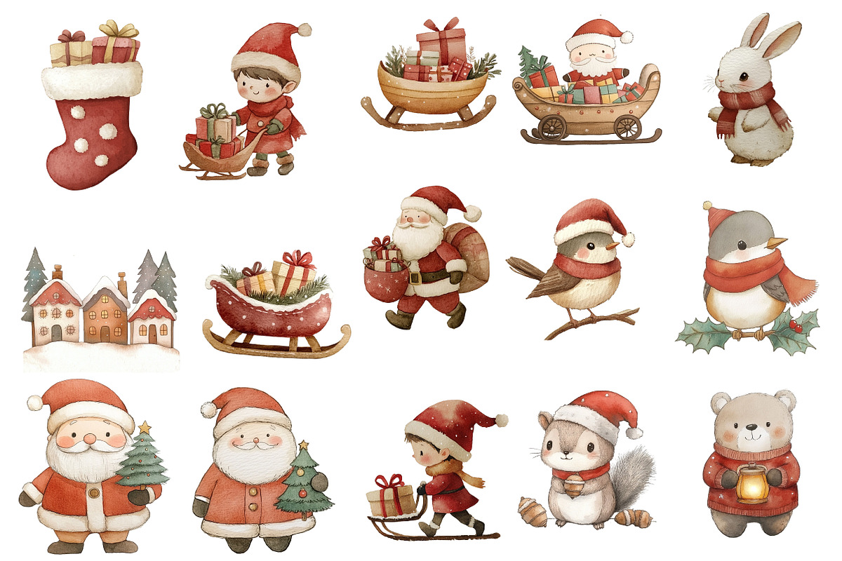 Watercolor Christmas clipart, an Illustration by Designworld (Photo 4 of 5)