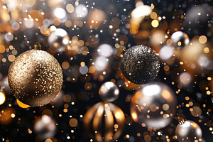 Golden Christmas Ornaments and Bokeh, a Holiday Photo by Ales Munt