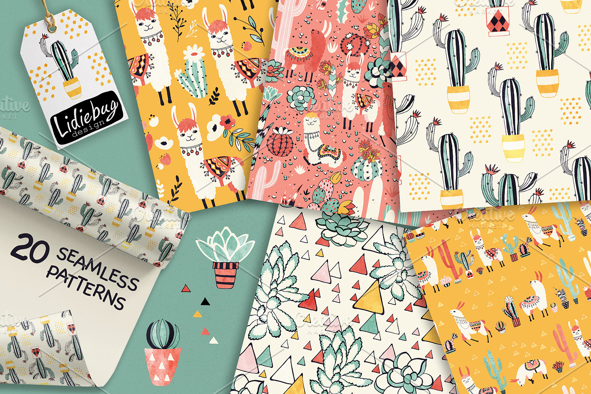 Llamas and Cacti, an Animal Illustration by Lidiebug (Photo 3 of 6)