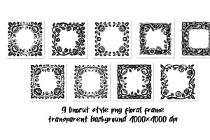 linocut floral frames, a Background Graphic by SketchArtStudio