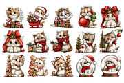 Whimsical Christmas Cats Clipart, a Seasonal Illustration by Nicolle's Colorful Art (Thumbnail 4 of 6)