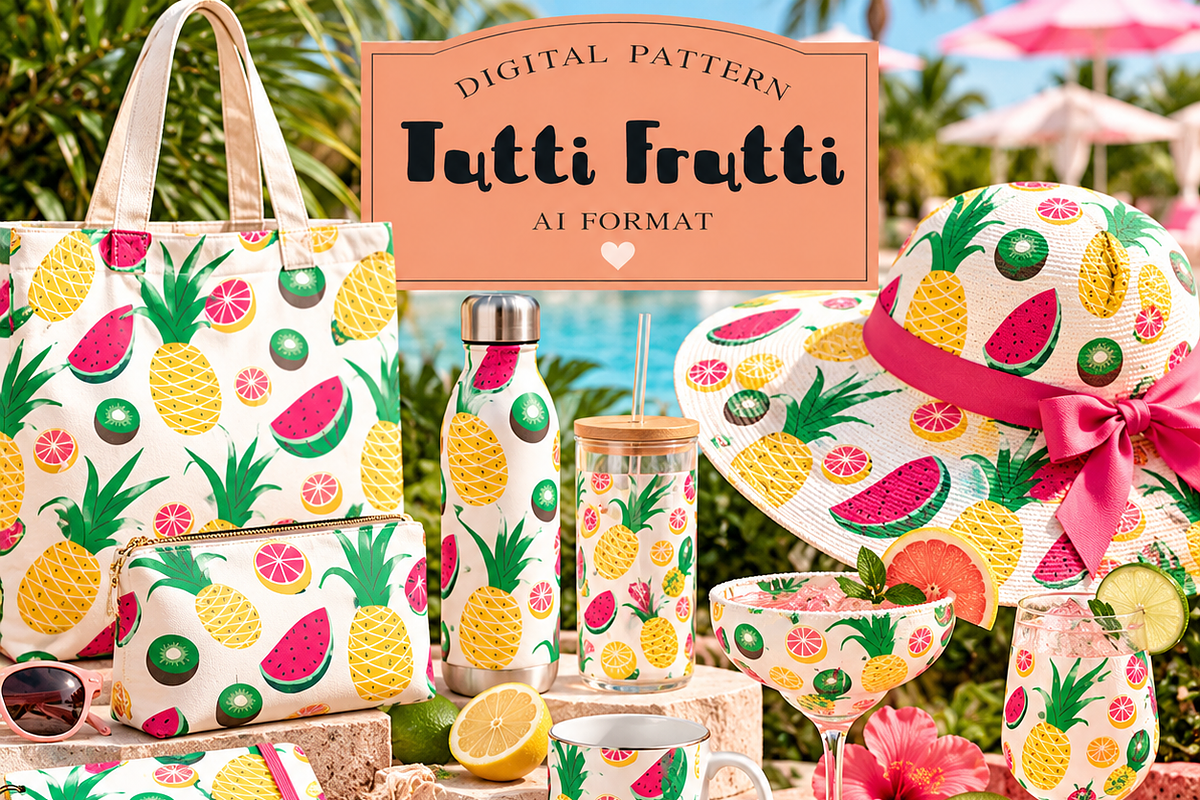 Tutti Frutti fruit pattern, a Pattern Graphic by Kiwi Fruit Punch (Photo 1 of 4)