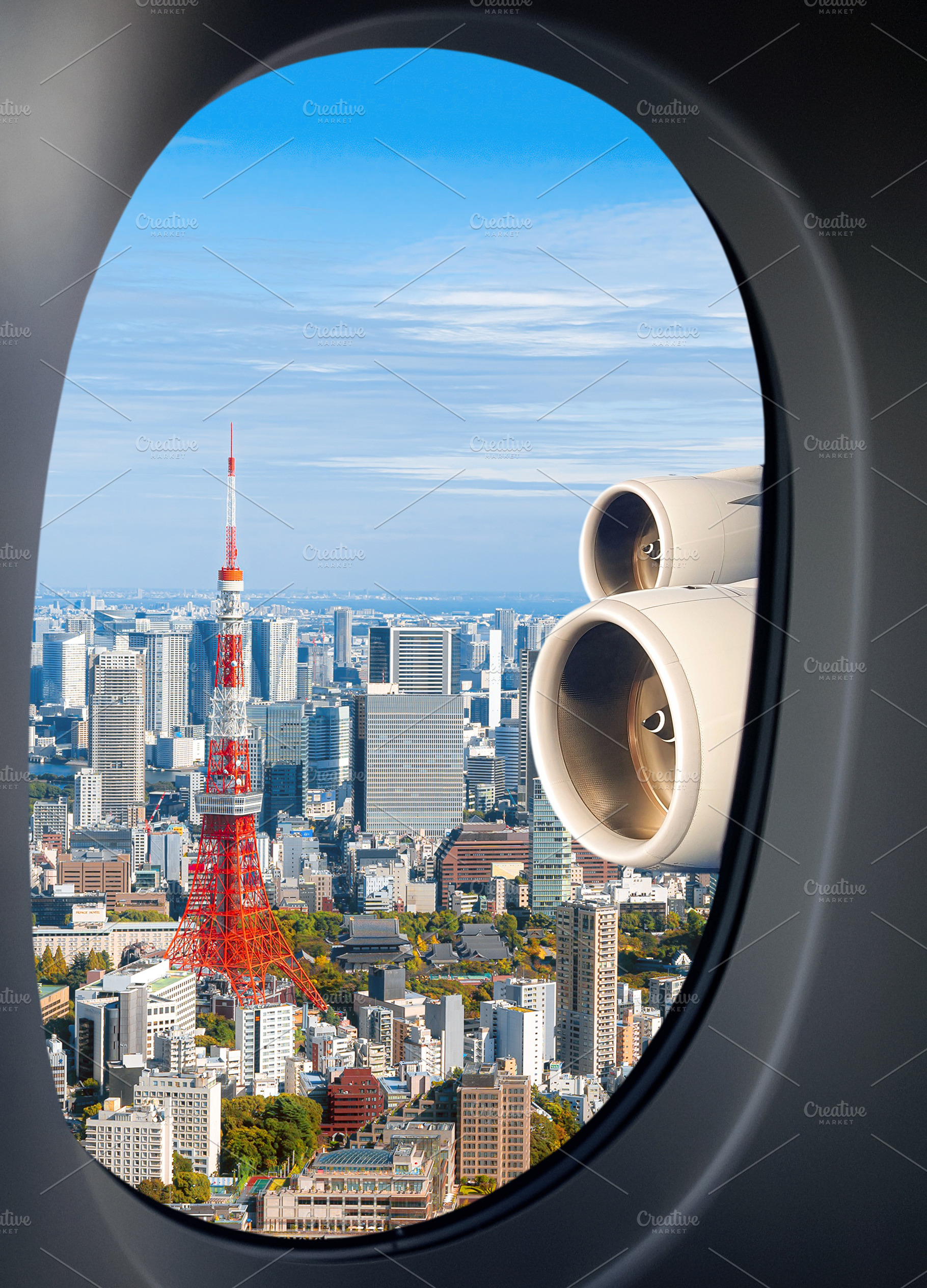 Tokyo view through airplane window, an Architecture Photo by BOOCYS