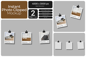 Instant Photo Clipped on Wall Mockup, a Product Mockup by Bartama Graphic