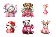Pink Jumper Animals Christmas, an Illustration by Design Market (Thumbnail 3 of 5)