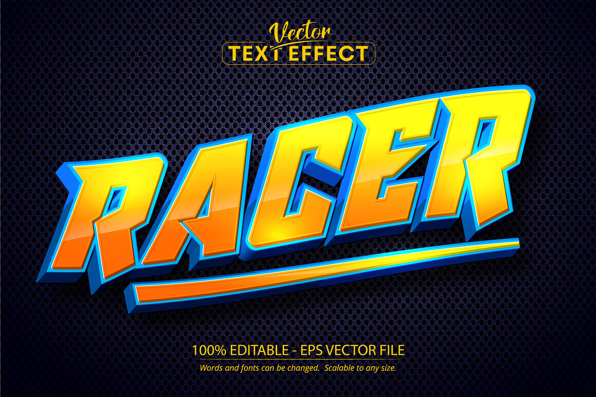 Racer text, editable text effect, a Brushes & More by designvectx ...