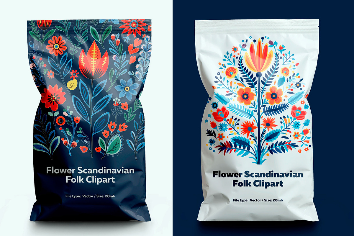 Scandinavian Folk Art Floral Pattern, a Decorative Illustration by Reformer Mockup (Photo 6 of 6)