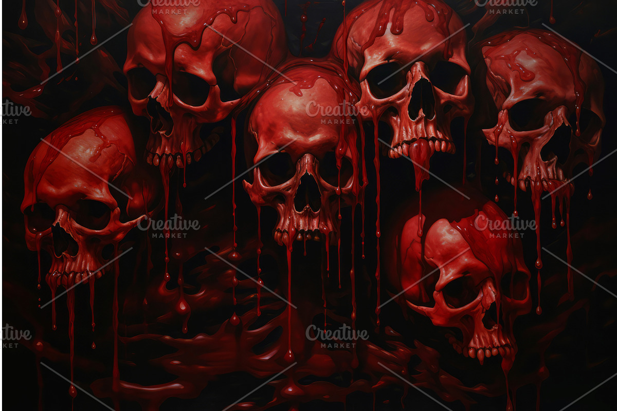 Macabre Skull creepy blood demons, a Texture Illustration by Ylivdesign