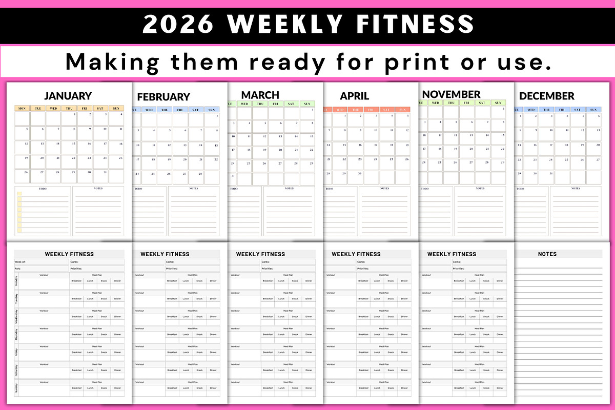 2026 Weekly Fitness Planner preview 2