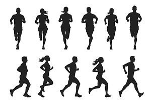 Black silhouettes of sport runners, a Sport Illustration by Valerie Bodnar