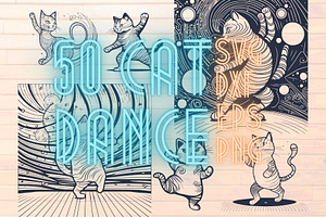 50 Cat dance Stencil svg eps dxf png