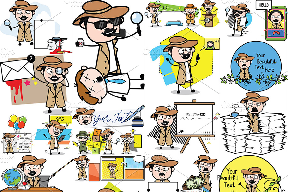 Detective ~ Cartoon Character Set, a Person Illustration by The Toon Company (Photo 4 of 7)