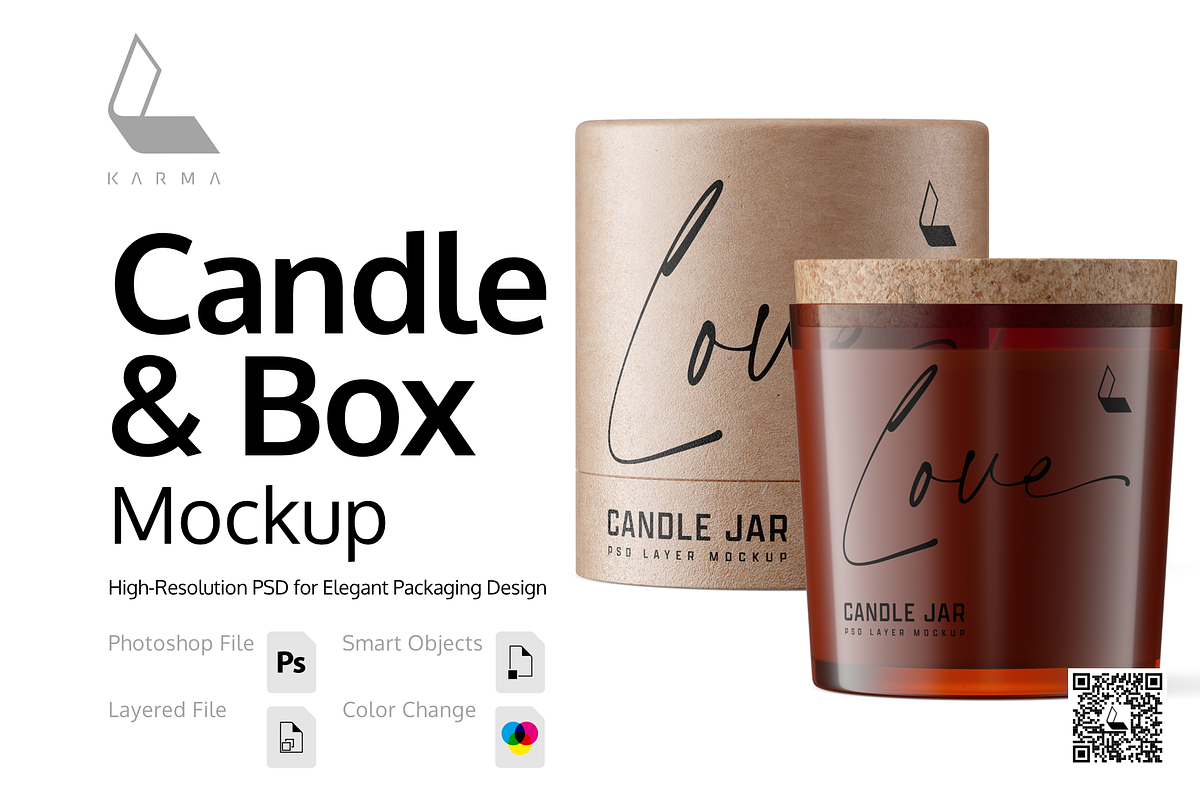Candle & Box PSD Mockup, a Product Mockup by Karma (Photo 1 of 8)