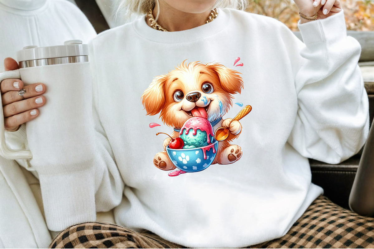 Funny Dog and Cat Love Ice Cream Cli, an Illustration by Sublimation Artist (Photo 4 of 6)