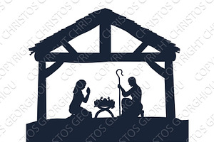 Nativity Christmas Scene Silhouettes