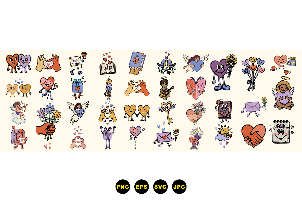Cute Valentine Love Clipart Set, an Illustration by designvectx (Photo 3 of 3)