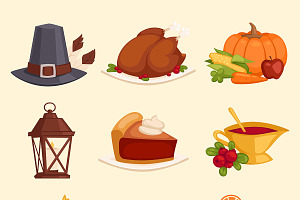 Happy Thanksgiving Day Icons Vector