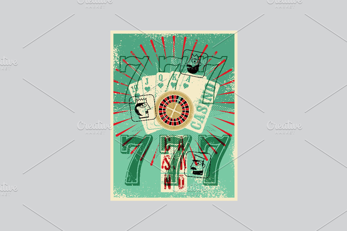 Casino vintage poster., a Decorative Illustration by PoPaShop (Photo 13 of 15)
