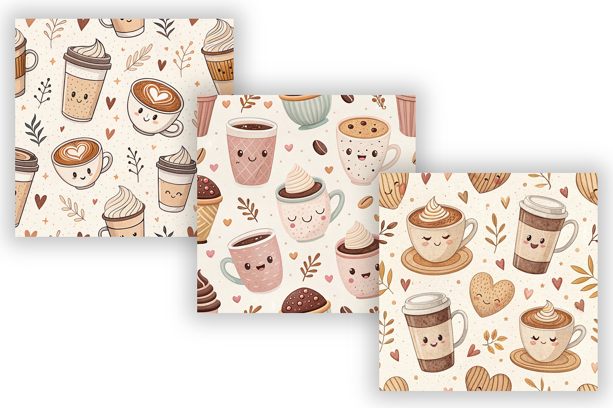 Cute Coffee Seamless Digital Paper, a Pattern Graphic by FloridPrintables (Photo 3 of 7)