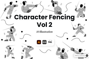 Character Fencing Vol. 2 Doodle, a Sport Illustration by SLAB! Design