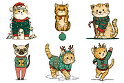 Whimsical Christmas Cat Clipart, an Illustration by Daily.Designs (Thumbnail 5 of 5)