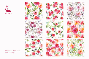 Watercolour Peonies Set