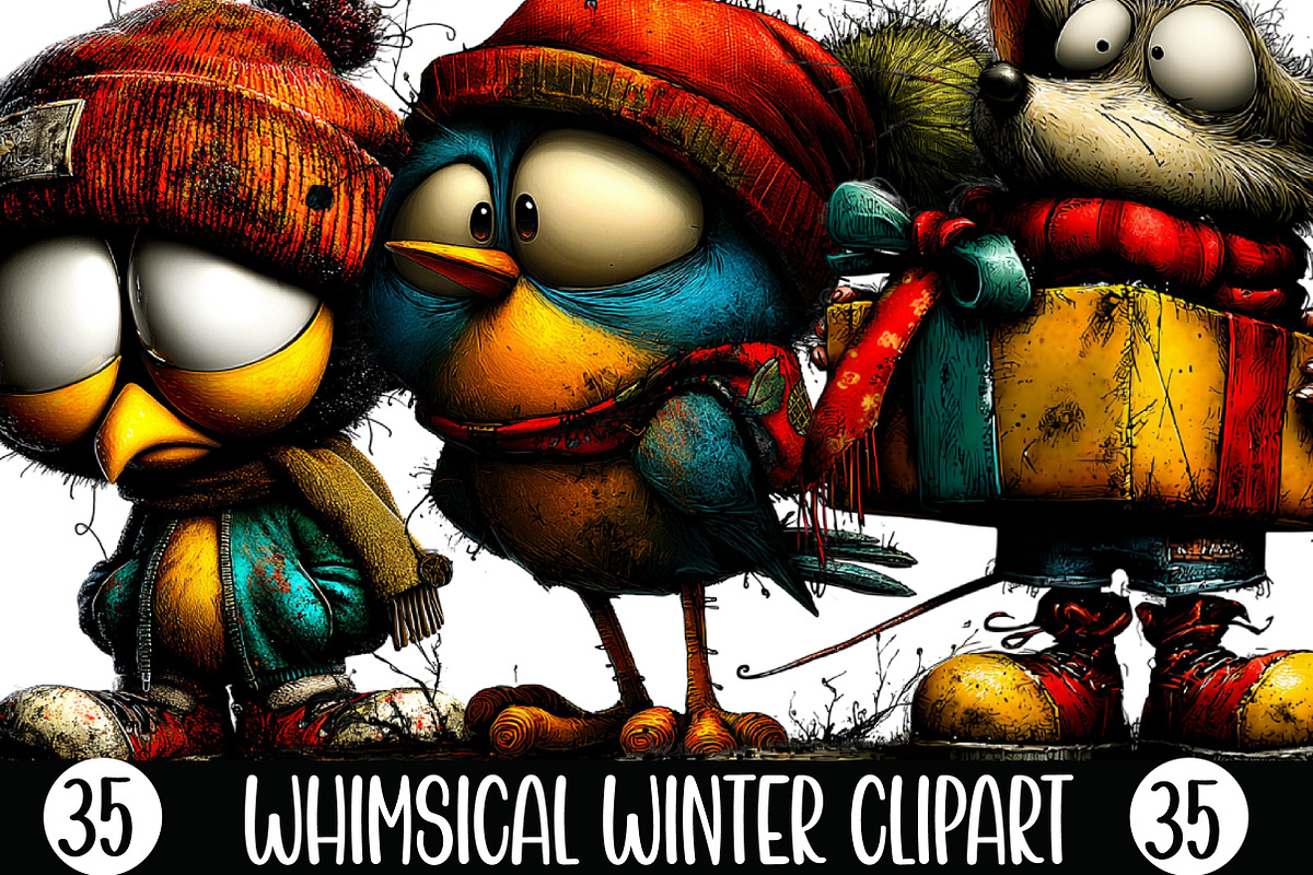 Whimsical Winter Clipart, an Illustration by Designking (Photo 1 of 5)