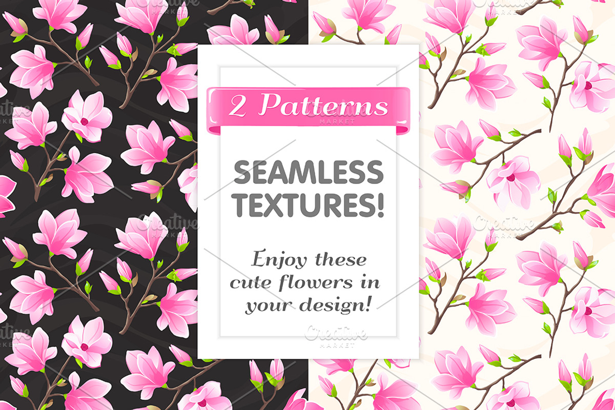 SET / 8 / Magnolia Textures, 8 march, a Decorative Illustration by Nadin_Lebedeva (Photo 1 of 6)