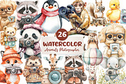 Watercolor Cute Animals Photographer, an Illustration by CreationArt (Thumbnail 1 of 5)