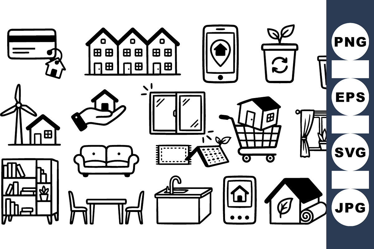 Eco Friendly Home Icons Set, an Illustration by designvectx (Photo 1 of 3)